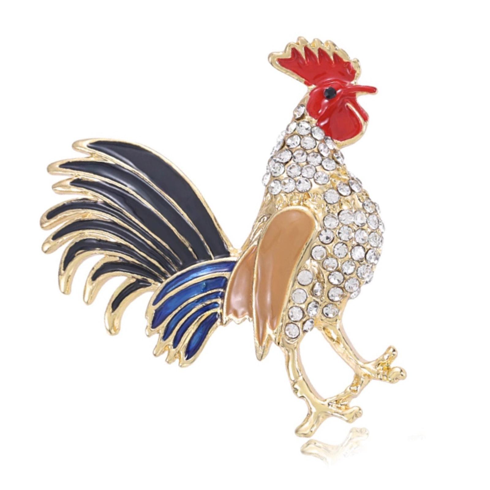 

Многоцветная брошь-петух из сплава с кристаллами, булавка в виде животного, подходит для повседневного или официального стиля, унисекс модный аксессуар, брошь-петух