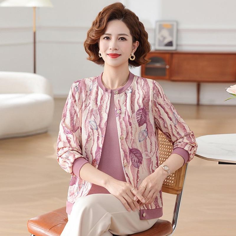 

Mom s Spring Knit Short-Sleeve Cardigan & T-Shirt Set - Women s Plus Size Top for Spring/Autumn 5XL [150-165 lbs]