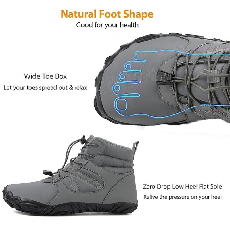 Büyük Beden 36-47 Kışlık Çıplak Ayak Botları Su Geçirmez Kışlık Spor Ayakkabılar Kürk Astarlı Geniş Burun Kutusu Kar Botu Kadın Erkek Peluş Yürüyüş Botları