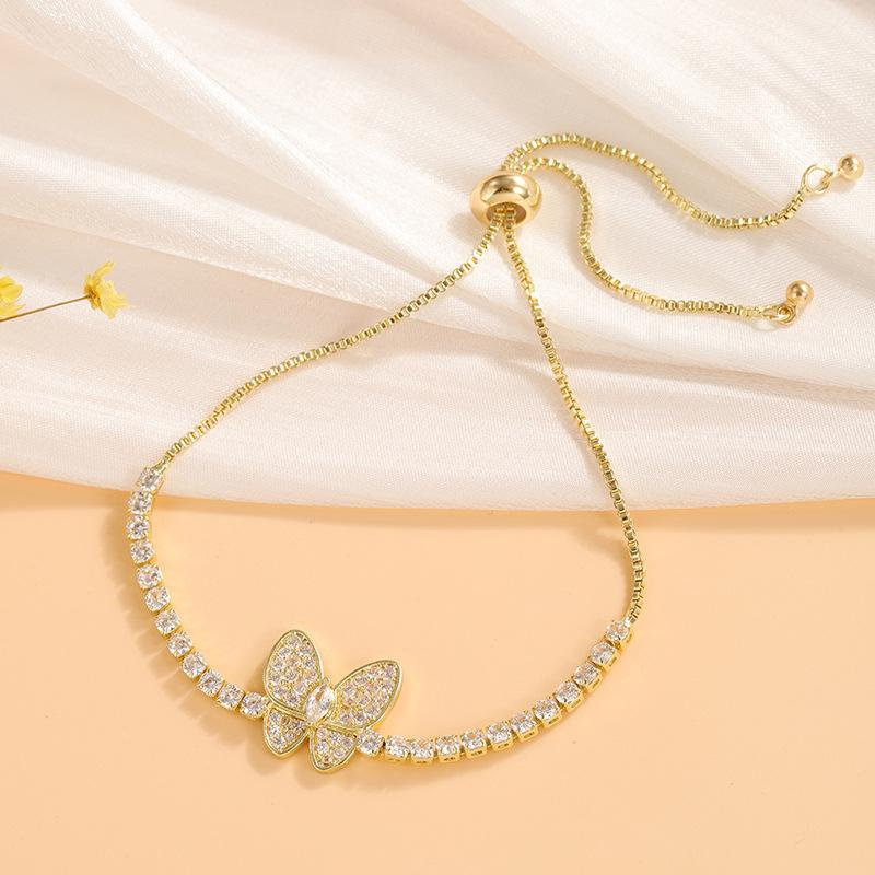 Zirkon diamentowy bransoletka motyl niszowy design prosty bransoletka osobowość wszechstronna biżuteria hurtownia