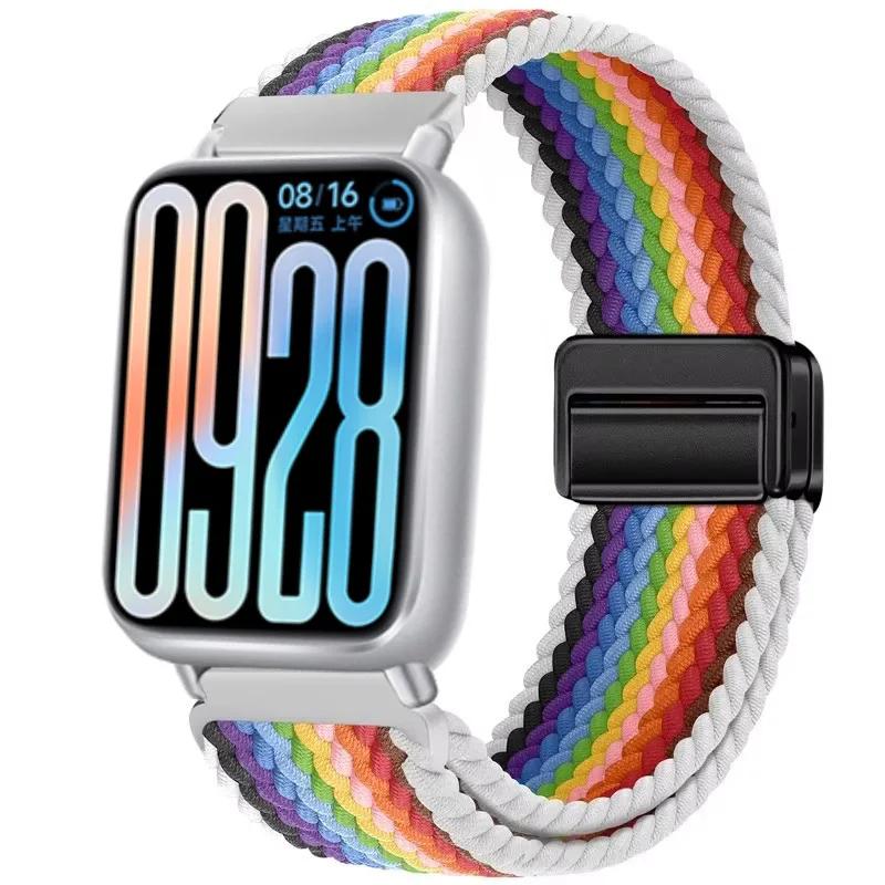 Nylon Strap for Xiaomi Band 8 Pro/9 Pro Braided Loop Magnetic Buckle Breathable Adjustable Wristband for Redmi Watch 6/5/4 Belt