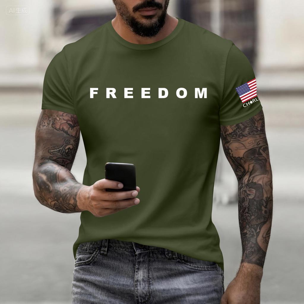 Fashionable Round Neck Short Sleeve Work Clothes Printed Tops For Mens Summer Tops