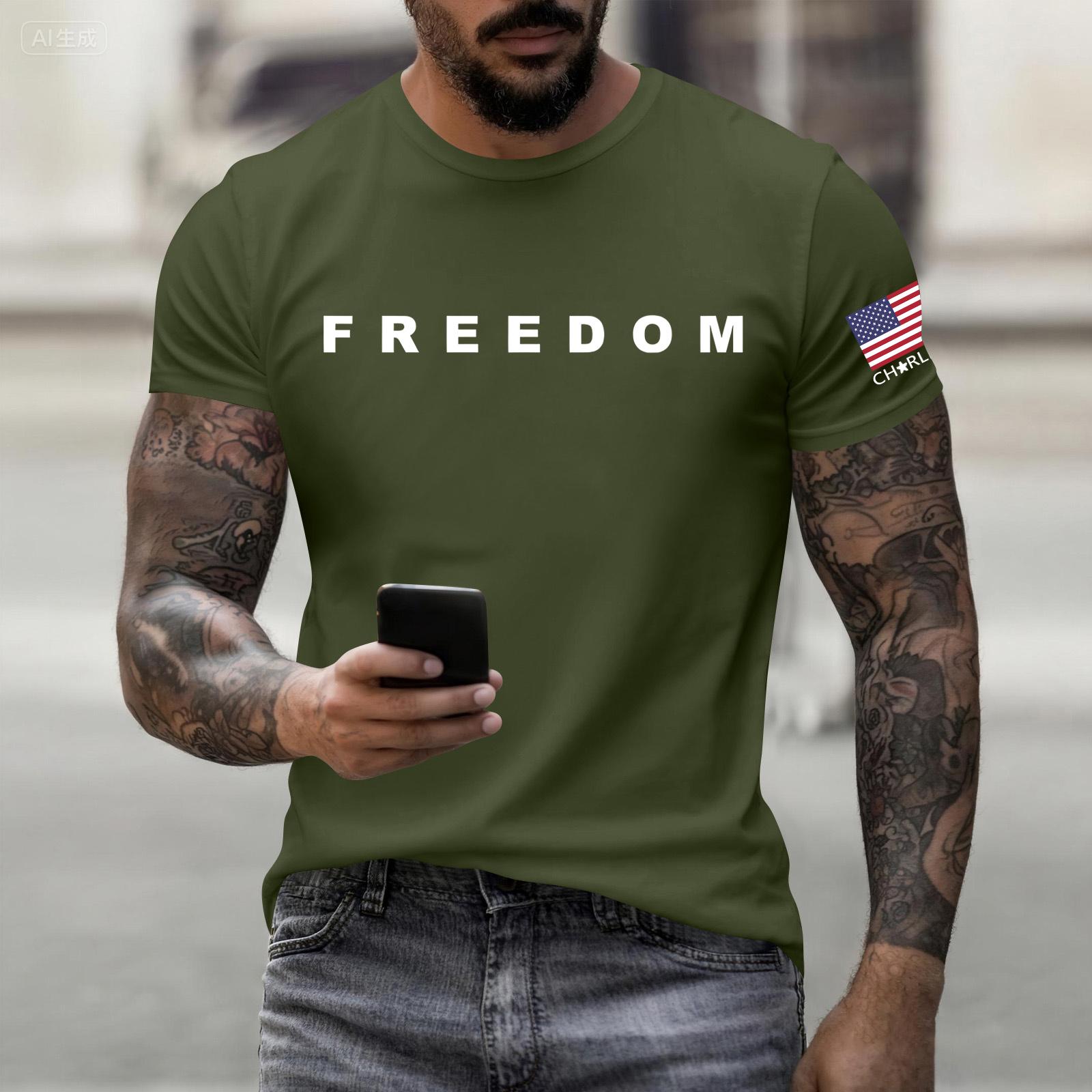 

Модная одежда для работы с коротким рукавом и круглым вырезом, принтованные топы для мужчин, летние топы L армия зеленый