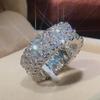 2026 Hand Schmuck Europäische und Amerikanische Mode Feng Shui Tropfenform Doppelreihe Zirkon Ring Damen Persönlichkeit Leichter Luxus Ring
