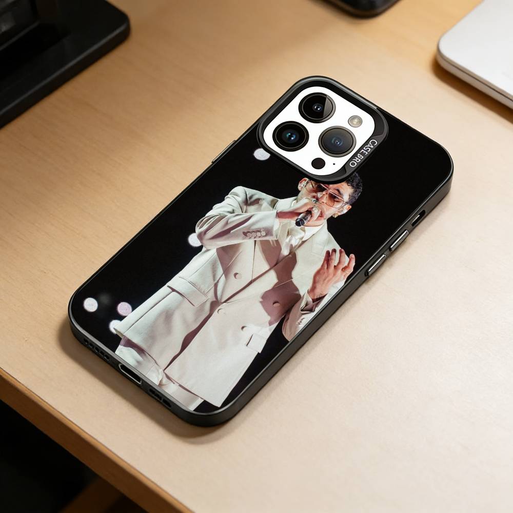 Male singer-Bad Bunny Phone Case For iPhone 17,16,15,14,13,12,11 Plus,Pro Max,XS,Colorful Silver Black Cover