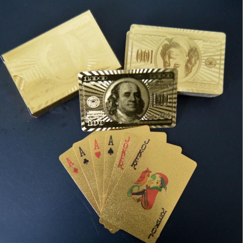 1 stk Dollar Spillekort Gullfolie Spillekort, Sølvfolie Spillekort, Gull Lokal Tycoon Gull Poker