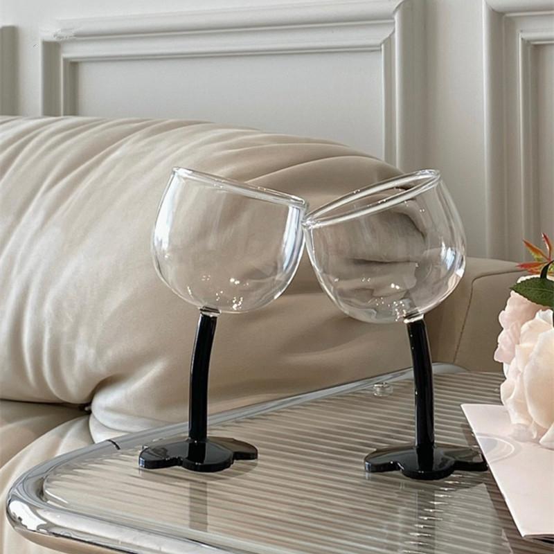 Glass Cup Vintage Lovely Flower Coffee Cups Crystal Glasses Cocktail Wine Champagne Water Glass Mug Drinking Wave Vases High Fee