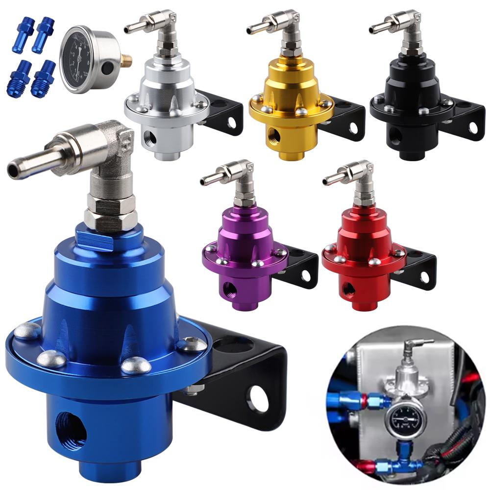 Adjustable Fuel Pressure Regulator Car Vehicle Refitting Fuel Supercharger Aluminum Universal with Gauge Kit