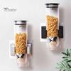 Wandmontierter Müsli-Behälter, Trockenfutter-Spender, platzsparend mit Messbecher für Haferflocken, durchsichtiger luftdichter Behälter für Reis und Snacks