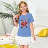Girls' Round Neck Short Sleeves Christmas Witch  Group Print Casual Short Sleeves