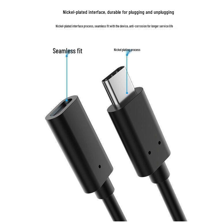 USB 3.1 Type-C Male to Female Extension Cable for 4K Screen Casting and Hard Drive Connection.