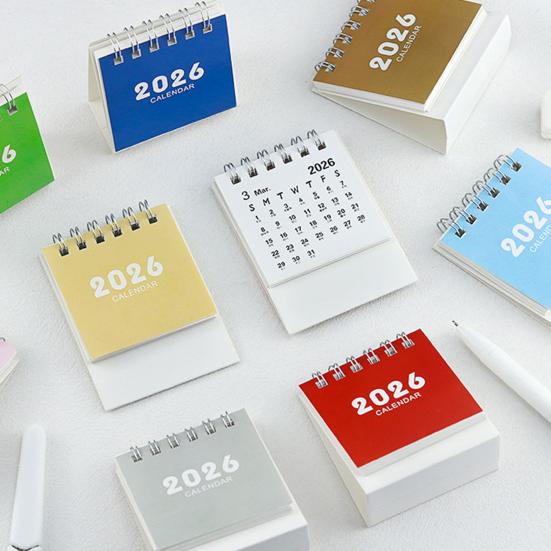 2026 Mini Desktop Calendar Cute Cartoon Desk Planner with Spiral Binding Small Planning Notebook for Office Home