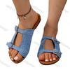 Fashion 2025 Summer New Women's Roman Style Solid Buckle Strap Design Flat Bottom Cool Slippers Comfortable Lightweight Fashion Sandals