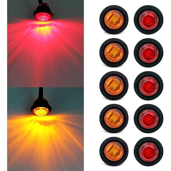 FXC 'Purishion 10X 3/4 In' Round LED Clearence Light Front Rear Side Marker Indicators Light For Truck Car Bus Trailer Van Caravan Boat, Taillight