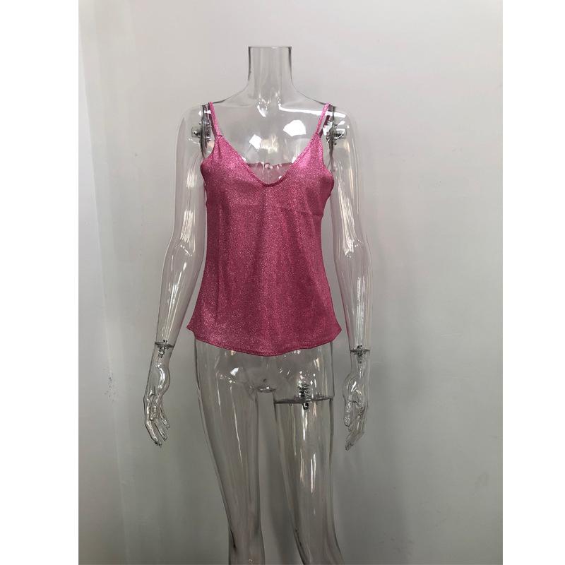 2025 European & American Women's V-neck Hot Stamping Camisole - Casual Sexy Spring/Summer Vest