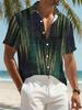 Men'S Casual Shirt with a Tropical Green Striped Pattern from Hawaii - Featuring a Short Sleeve Button Design, Perfect for Summer Outdoor And Casual
