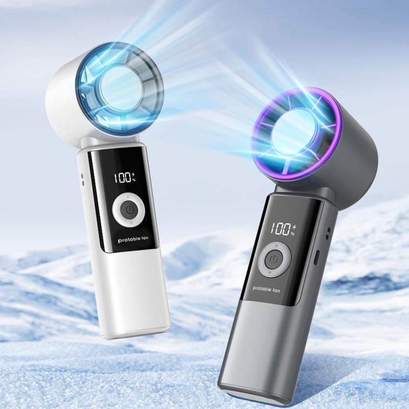 2026 USB Rechargeable Foldable Handheld Ice Cooling Fan with Simple Digital Display