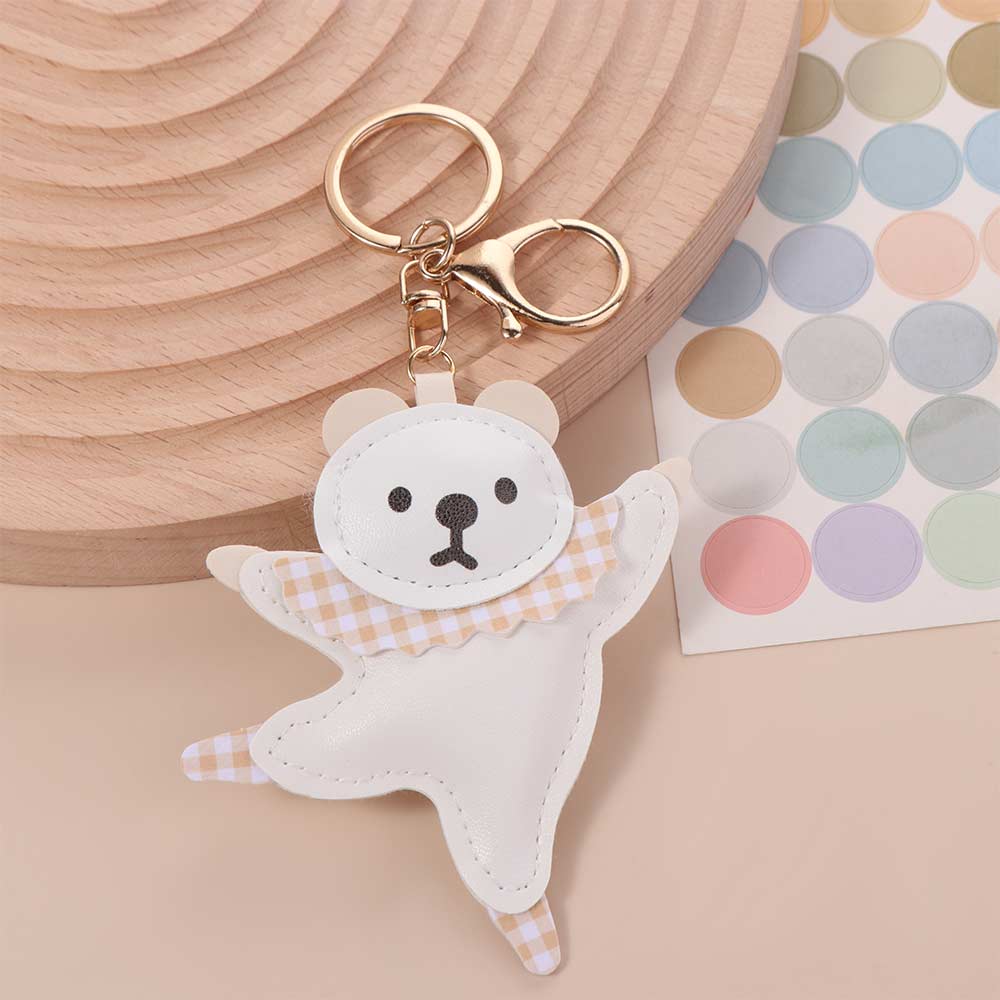 Patchwork Ballet Bear Keychain Bag Pendant Car Keyring Funny PU Bear Pendant  Girl/Boy