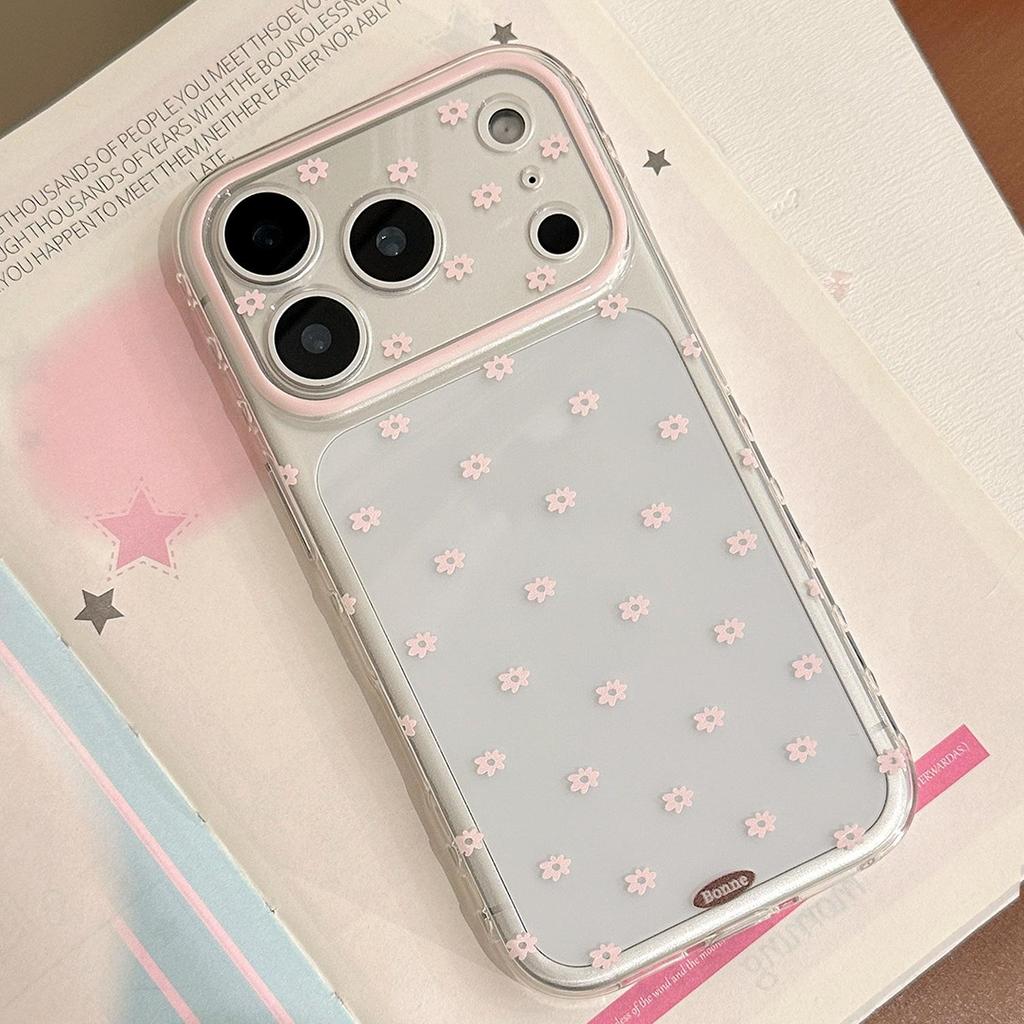 IPhone 15, iPhone 16 ve iPhone 17 Pro Max için Pembe Çiçekli Telefon Kılıfı