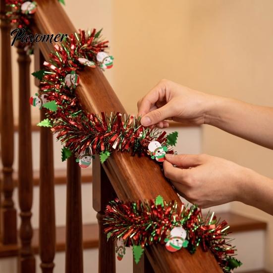 Gift Wrapping Ribbon Christmas Snowflake Tinsel Garland, 200cm Light Blue Purple Foil Wired Ribbons Strip for Tree Staircase Window, Holiday