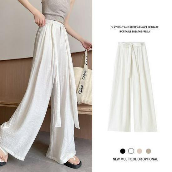 Women s Summer White Wide-Leg High-Waisted Floor-Length Yamamoto Pants S (70-85 jin)
