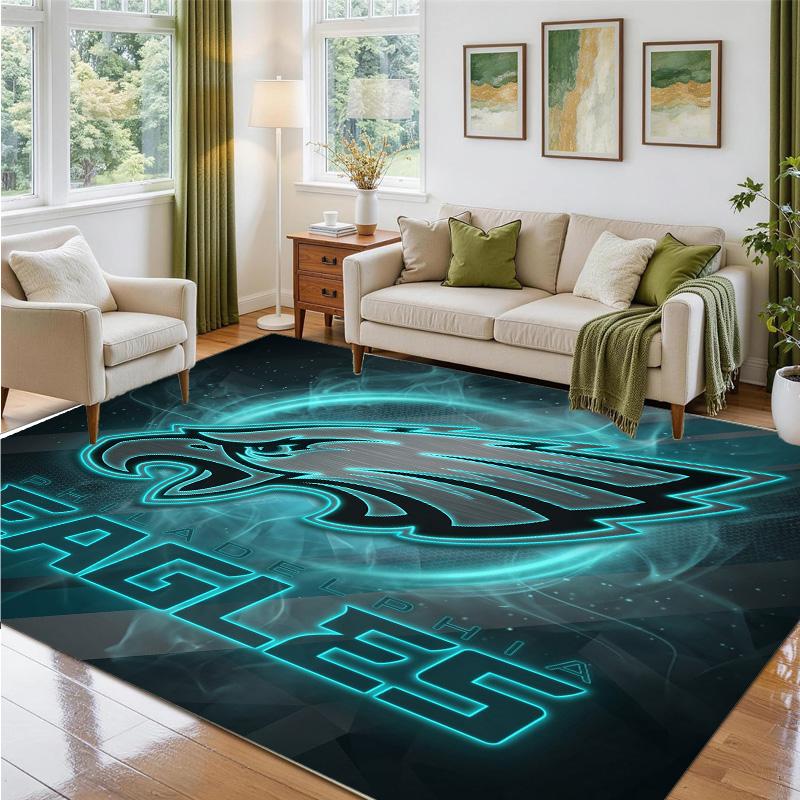 Philadelphia Eagles Design Crystal Velvet Rug Soft Decorative Mat for Bedroom Entrance
