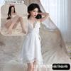 Sexy Underwear Big Butterfly Pure Desire Mesh Pajamas Plus Chest Pads Gather Nightgown Robe Women's Loungewear Set