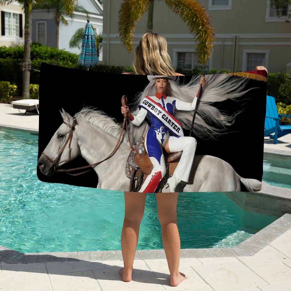 Singer Beyonce Cowboy Carter Towel Sauna Gift PoolGym Beach Travel Shower Quick Dry Sports Towels Camping Soft
