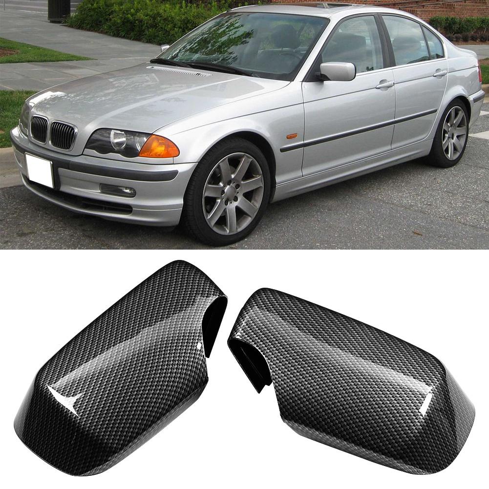 Carbon Fiber Style Door Wing Mirror Protector Add On Side Rearview Cover Fits for E46 1998 2005