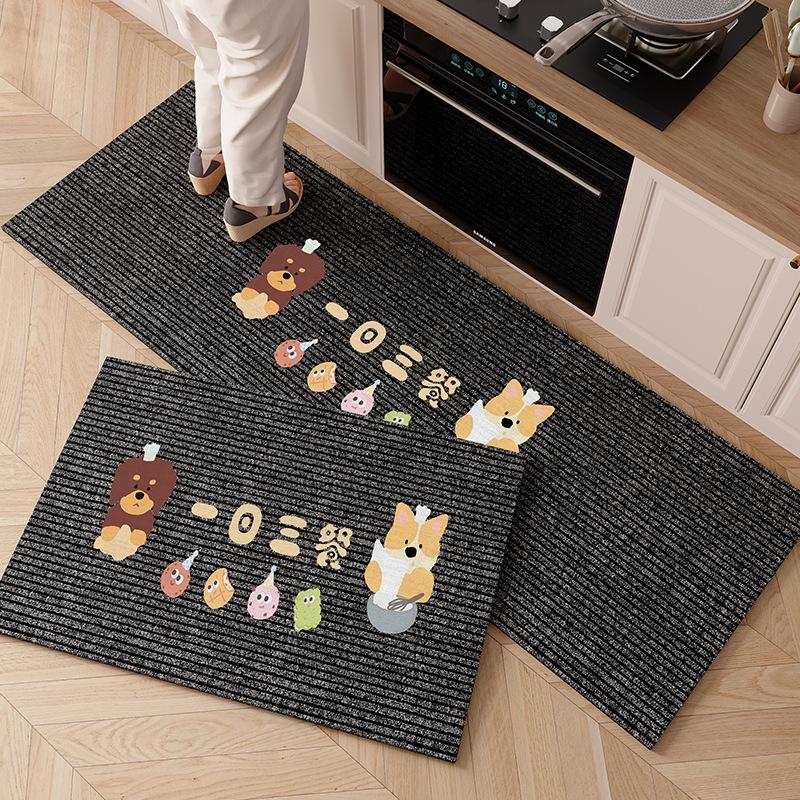 Cartoon Diatomaceous Earth Kitchen Mat: Water & Oil Absorbent, Quick-Drying, Dirt-Resistant, Non-Slip, Wear-Resistant Floor Pad.
