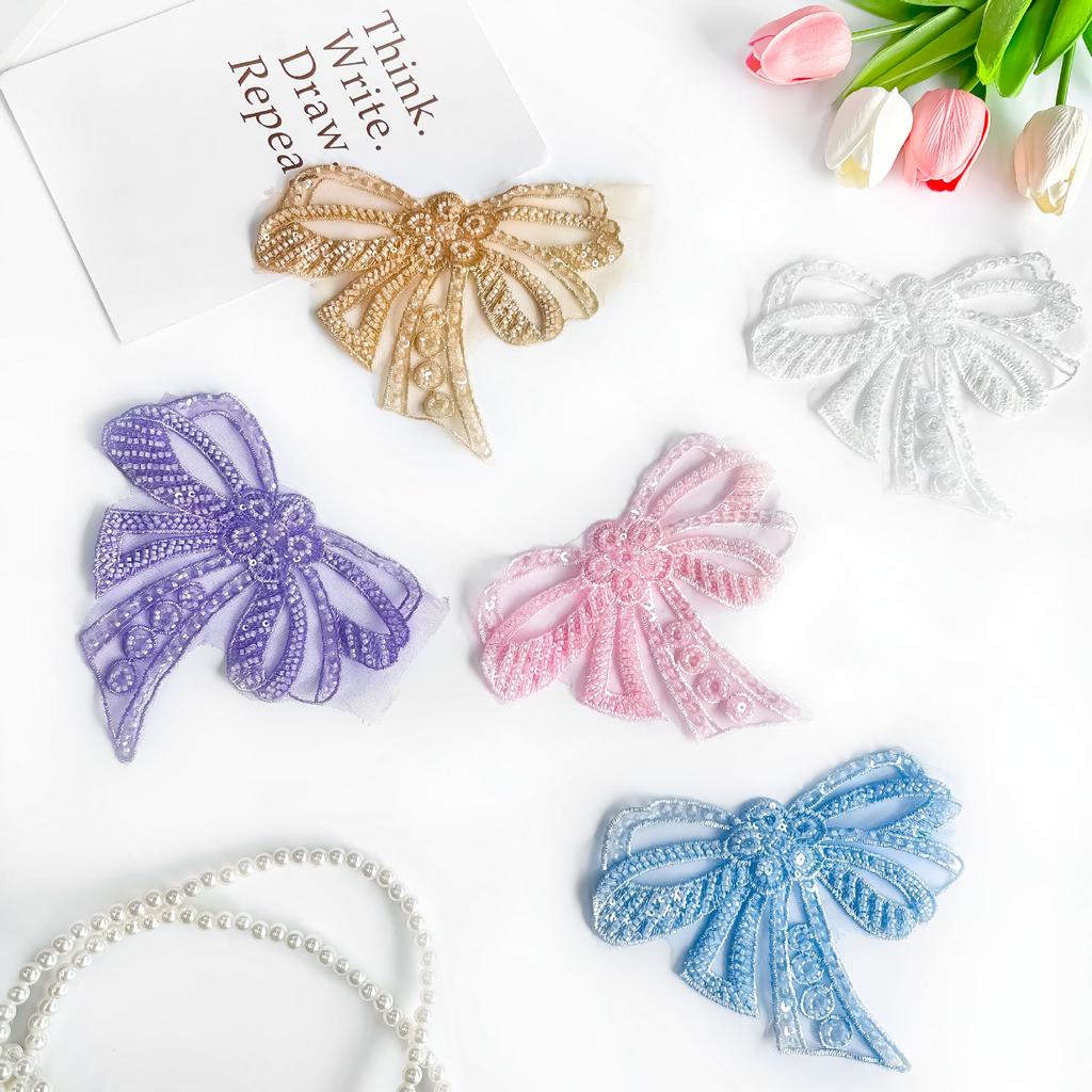 Three-Dimensional Embroidery Bead Bow Lace Diy Handmade Dress Cloth Sticker