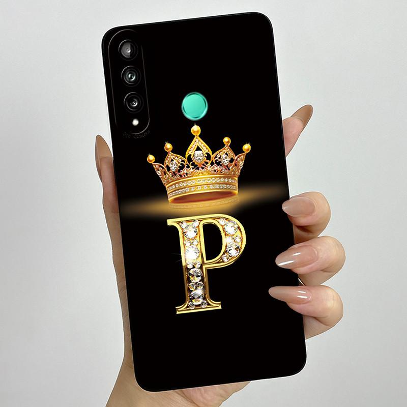 For Huawei Y7p P40 Lite E ART-L28 ART-L29 Fashion Initial Letter Couple Phone Case Y7P 2020 Soft Silicone TPU Protective Casing