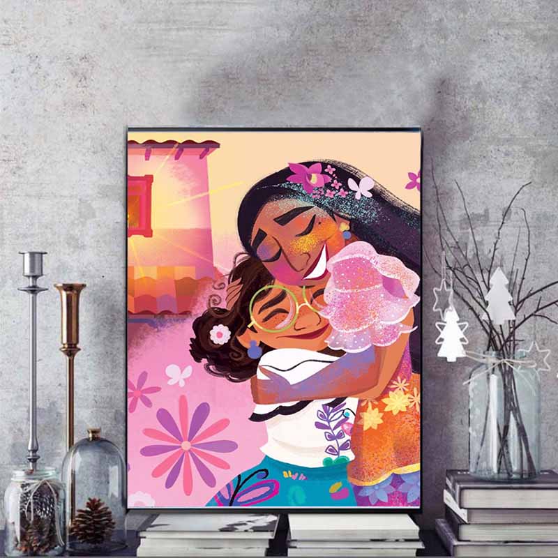 Disney 5D DIY Diamond Painting Mirabelle and Isabella Embracing Illustration in Full Magic House Embroidered Mosaic Cross Stitch Home Decor Gift Craft