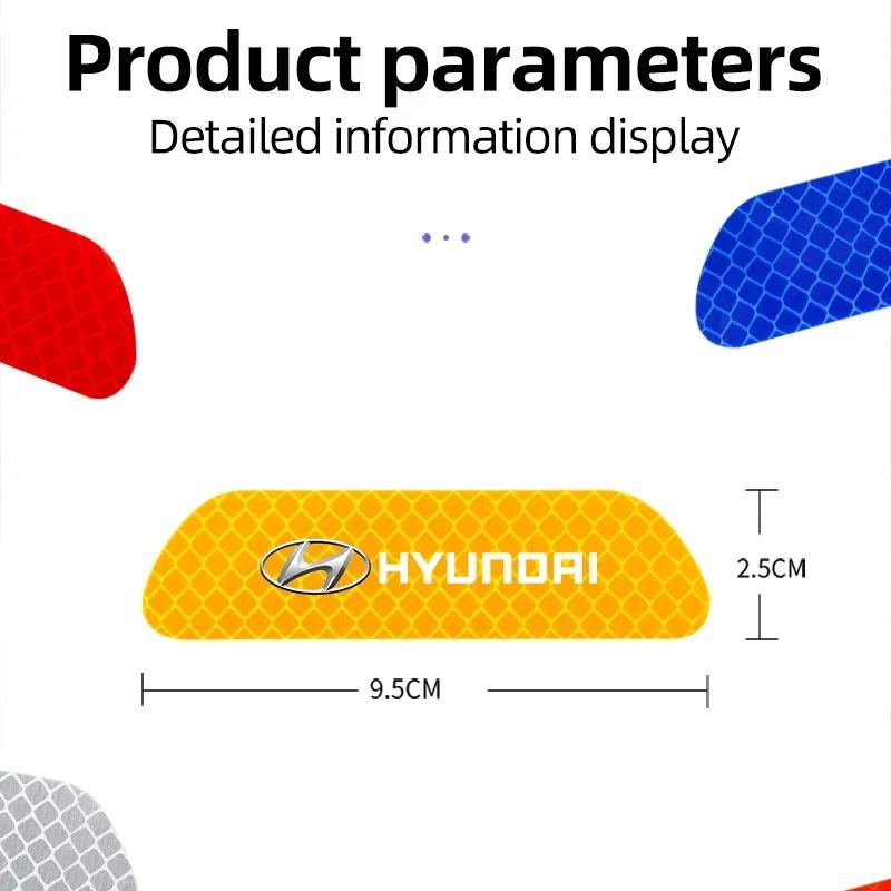 4pcs Car Door Sticker Reflective Safety Warning Mark Decoration Decals For Hyundai NLINE I30 I20 I10 Venue Tucson Ioniq IX35 I40