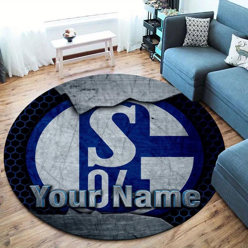 FC Schalke 04 Custom Name Round Area Rug,Carpet Rug for Living Room Bedroom Sofa Playroom Decor,Non-slip Floor Mat