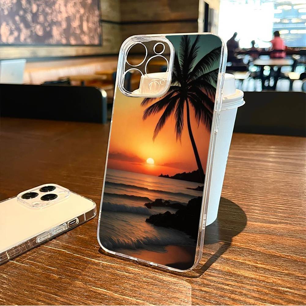 Sunset Phone Case For iPhone17,16,15,14,13,12,11 Plus,Pro Max Soft Transparent Cover