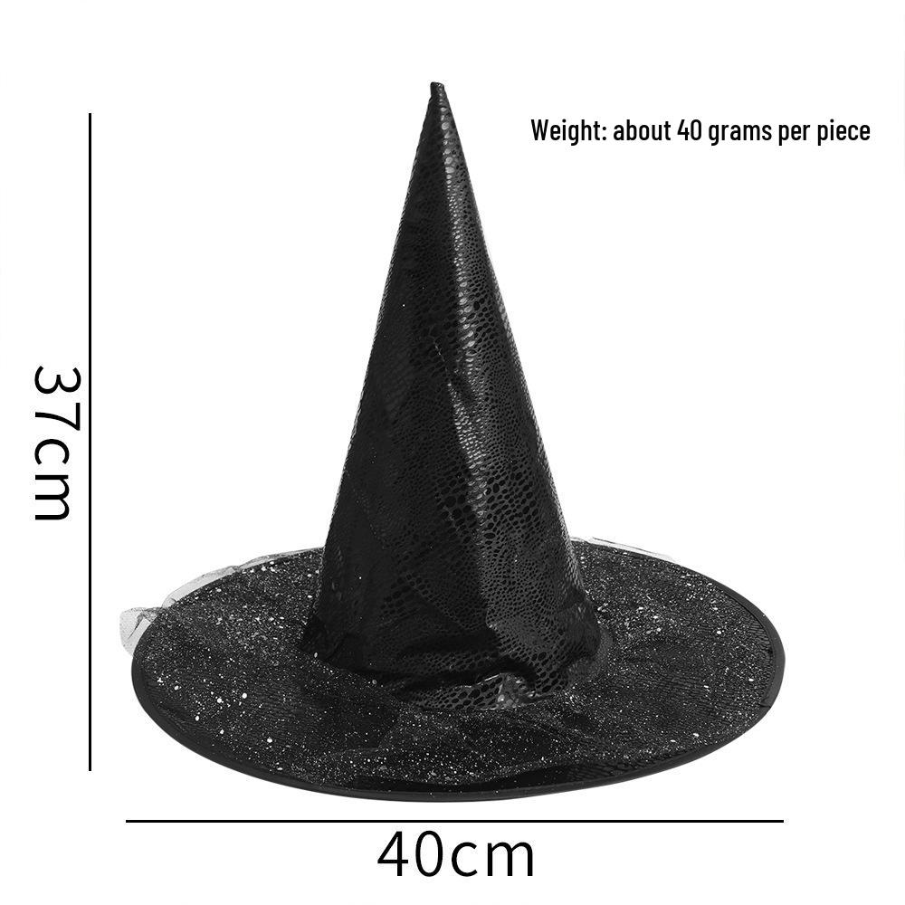 Black Ruffled Lace Velour Witch Hat with Harry Map Design