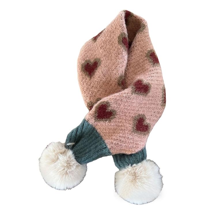 Children Knitted Scarf Soft and Warm Heart Pattern Neck Warmer Fashionable Autumn Winter Various Outfit Neck Gaiter