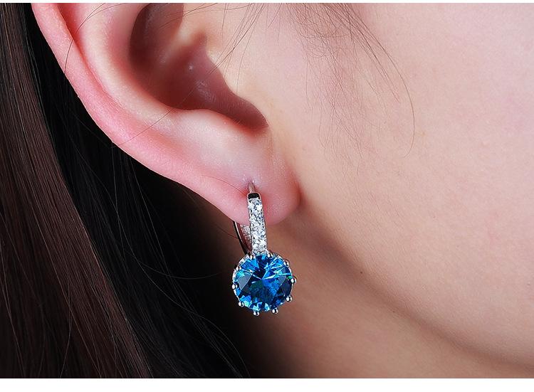 Big Sale 925 Silver Loop Hoop Earrings Candy Color Cubic Zircon Charms Women Jewelry Wedding Accessory Brincos