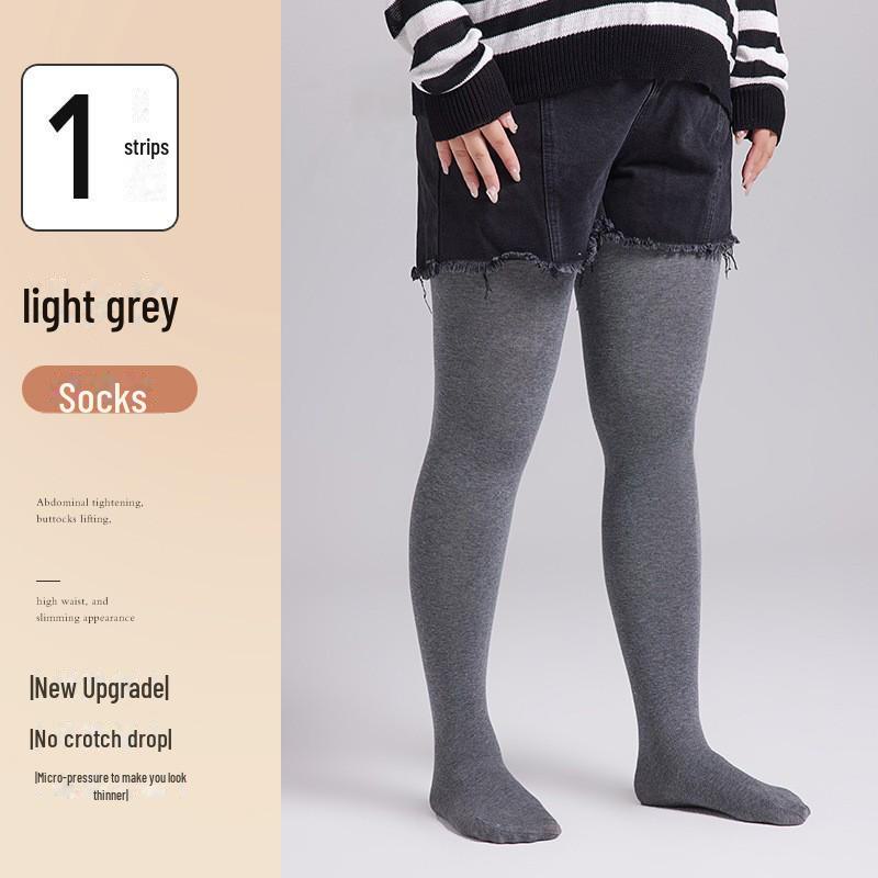 

Жіночі бавовняні колготки: Весняні, осінні та зимові панчохи великого розміру One size 180g with feet світло-сірий колір