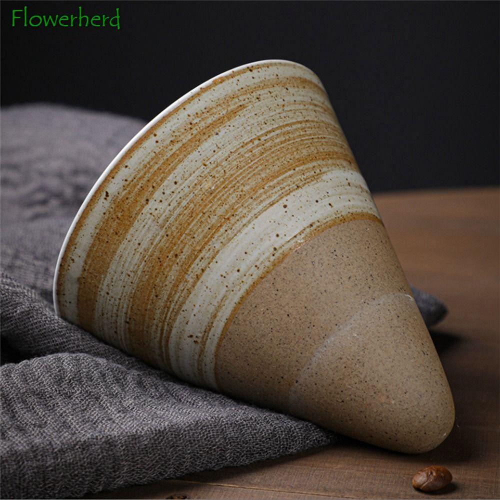 Porcelain Pottery Retro Funnel Shaped Drinkware Cappuccino Latte Espresso Coffee Mug Tea Cup