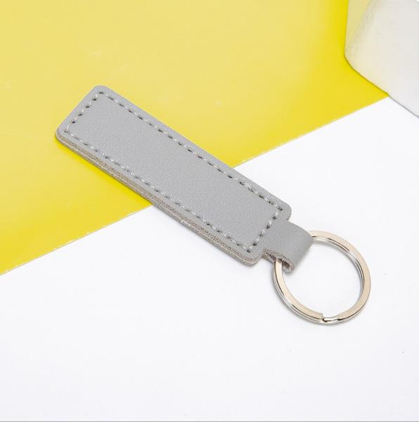 Cross PU Leather Keychain with Double-Sided Stitching: Customizable Logo Leather Pendant for Men and Women Car Keyring