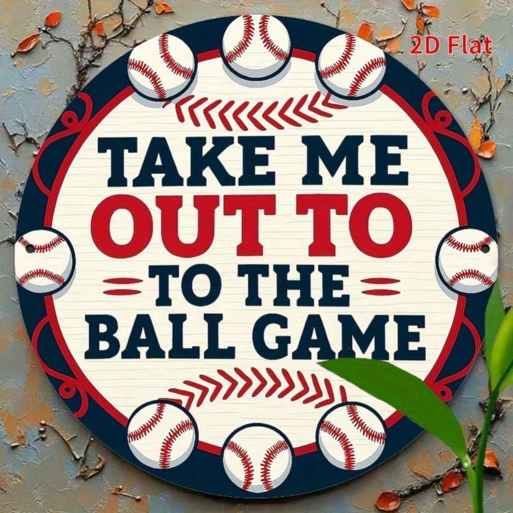 Baseball Metal Wall Art 2D Flat Sign 8x8 Inch Player Decor Home Bar Gift