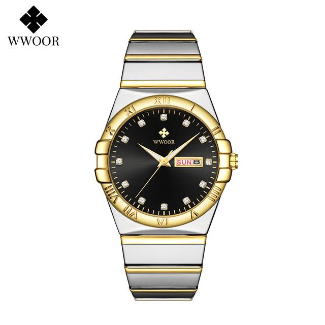 WWOOR Luxury Watches For Men Fashion Business Waterproof Stainless Steel Luminous Men's Quartz Wristwatches Male Reloj Hombre
