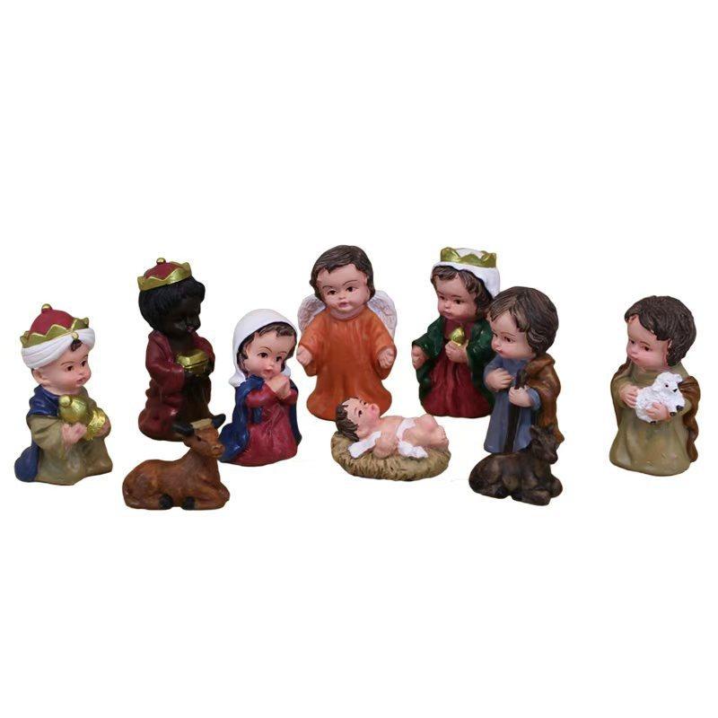 Creative Nativity Scene Resin Figurines With Artistic Design For Festive Home Decor