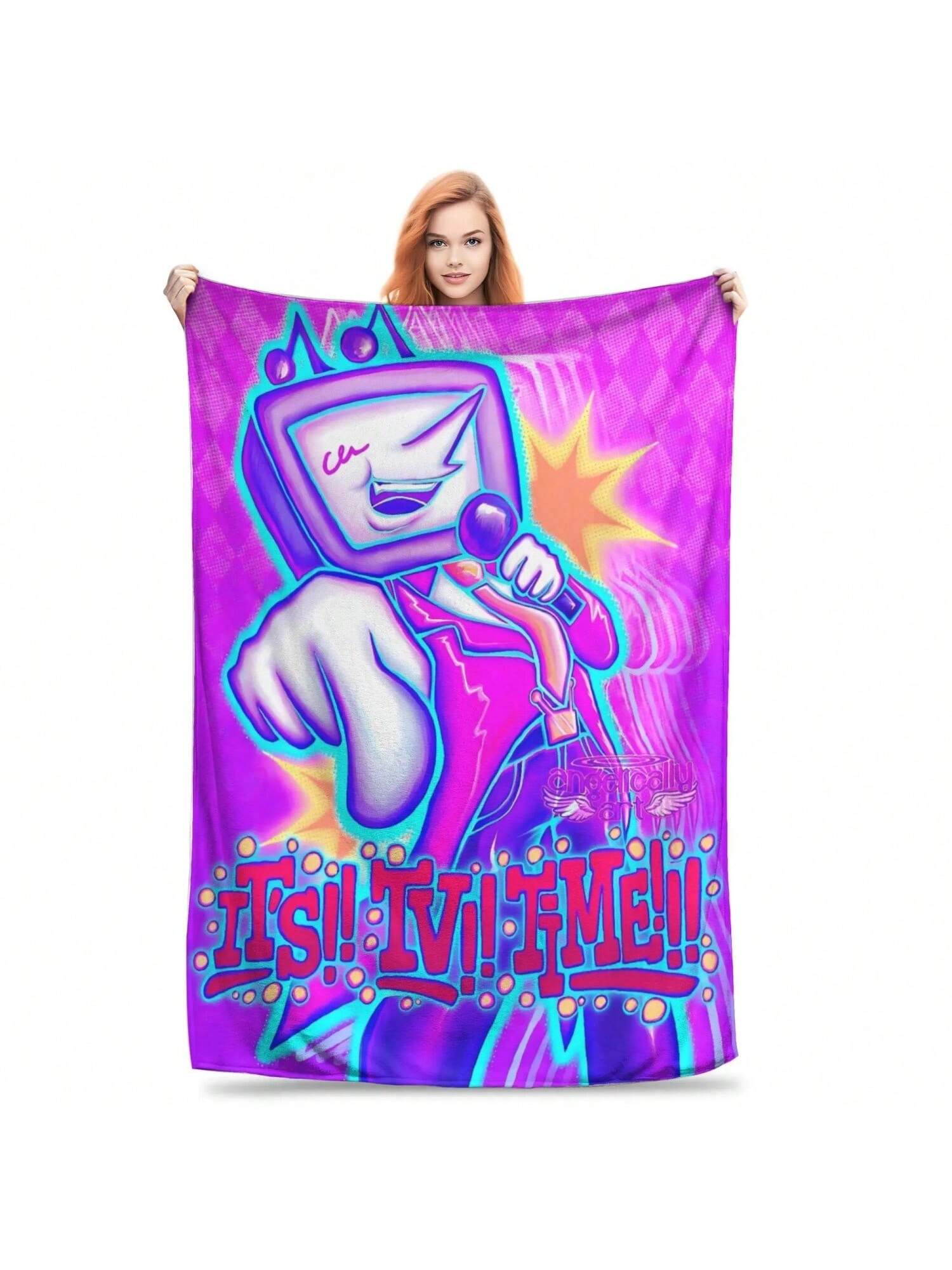 Tenna Deltarune Game, It s TV Time Meme  Blanket Winter  Soft Throw Blanket For   Bedspread Sofa Bed Cover 75X95CM