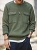 US Army TYPE Command Sweater with Long Sleeve Crew Neck [Norman] Men's Pockets, (Green, M)
