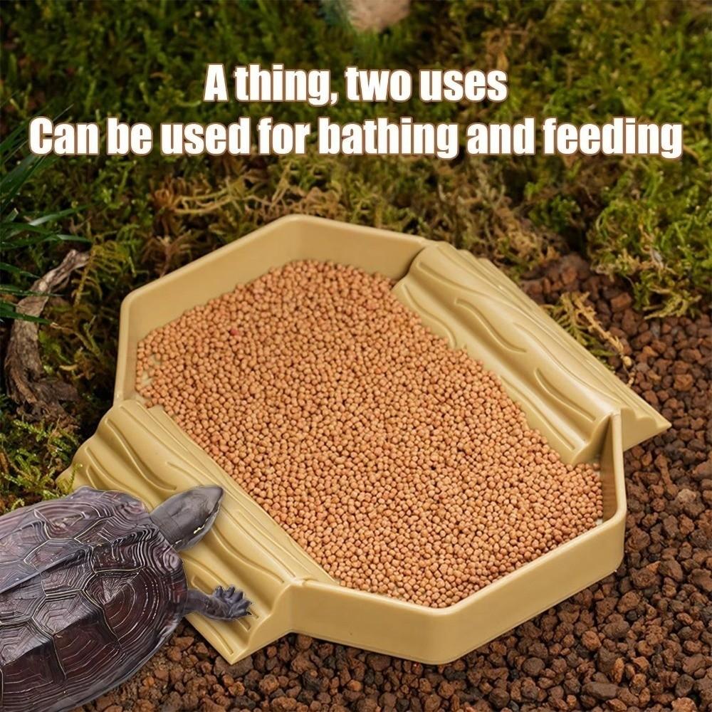 Anti-Slip Tortoise Water Dish Plastic Reptile Pool Dish Turtle Feeding Dish  Terrarium Setup