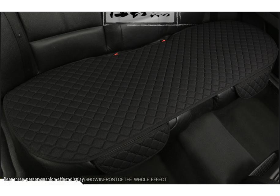 Universal Linen Car Seat Cushion Set - 5-Seater, 3-Piece, All-Season Comfort