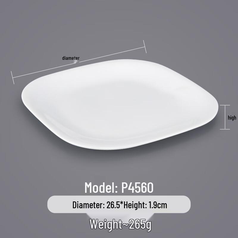 Commercial Square Melamine Dinner Plate (10-Pack)